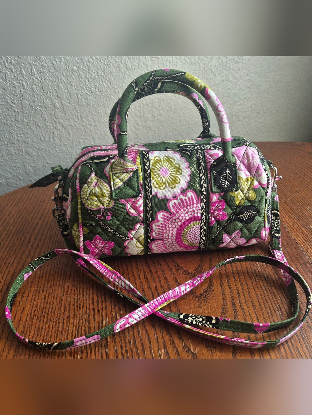 Vera Bradley Olivia Pink Small Duffle Handbag With Crossbody Strap (2013)
